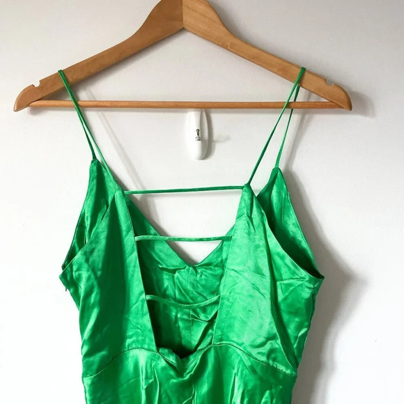 Zara Satin Effect Camisole Midi Strappy Dress Bloggers Fav Green NWT Size Small - Picture 8 of 11